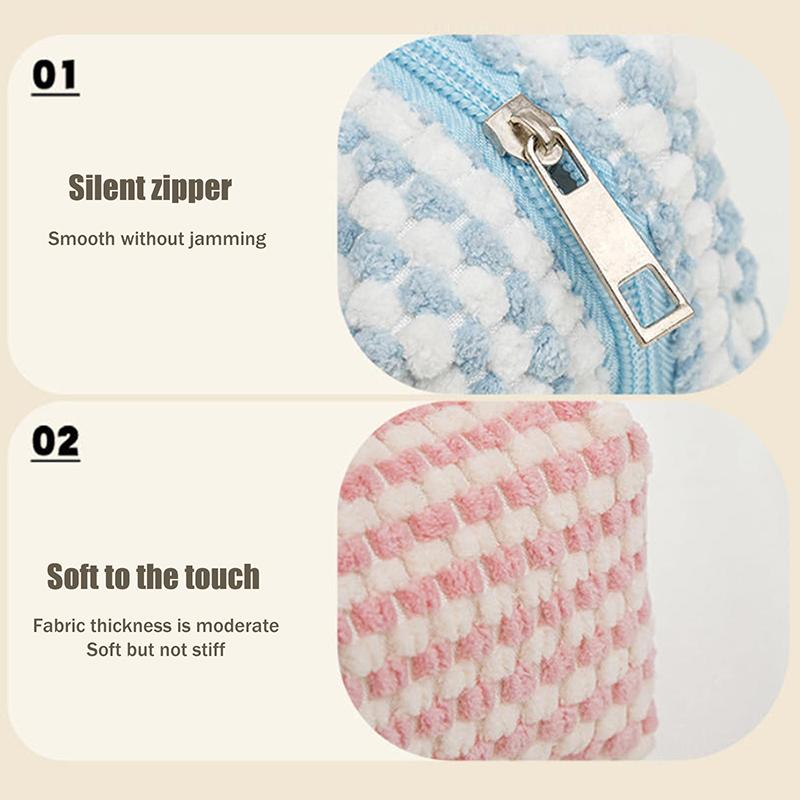 Cute Plush Makeup Bag For Women Portable Travel Commuting Large Cosmetic Bags Zipper Toiletry Bag Washing Storage Bags Pen Pouch