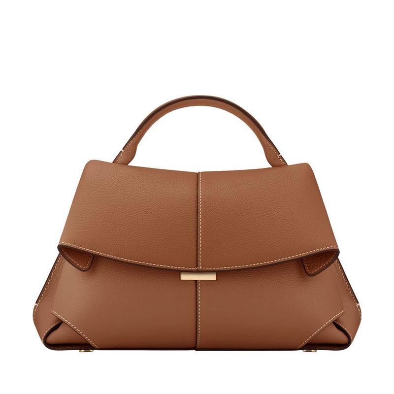 Polene Leather Bag for Women, New Niche Design, Fashionable Pleated Single Shoulder Handbag, Smile Bag with gift box card