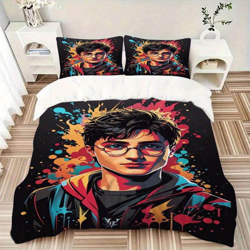 3pcs Harry Potter Quilt Cover Set - Soft and Cozy Bedroom, Guest Room and Dorm Decorative Bedding 3-Piece Set 1 Quilt Cover + 2 Pillow Shams.F032