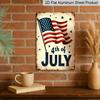 2D Flat, 1pc Patriotic Welcome Metal Sign - American Flag Heart Design Aluminium Wall Art, 8x12 Inch Rustic Vintage Home Decor for 4th of July
