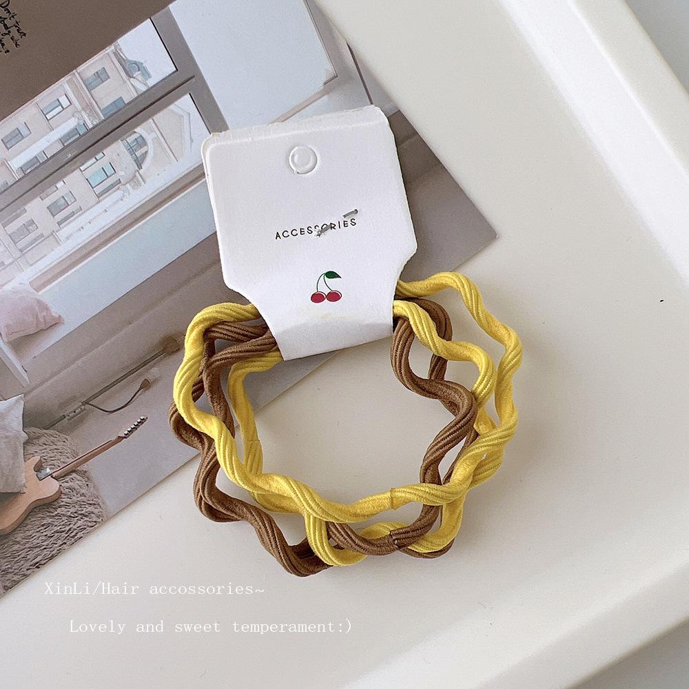 

4-pack. Candy Color-changing Wave Hair Rope Base Hair Ring Hair Tie for Hair Styling Elastic Hair Accessory for Women Headwear