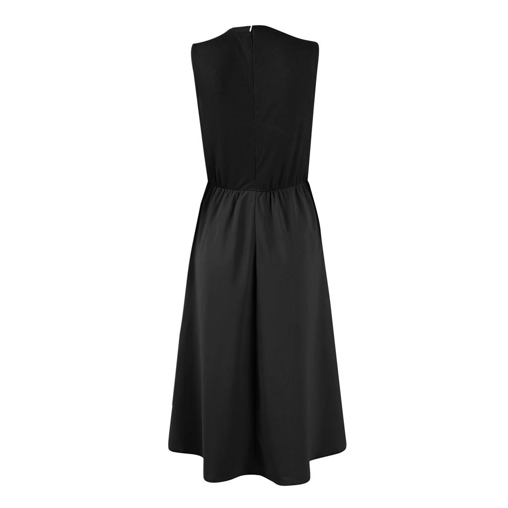 Women's Casual Fashion Round Neck Sleeveless Irregular Hem Midi Dress