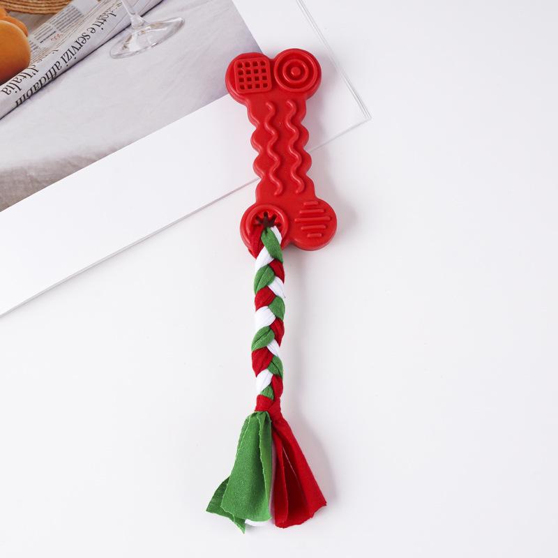 8pcs Dog Chew Toys for Small Breeds • Christmas Rope Knots & Fabric Strips • Teething Molar Toys to Relieve Boredom