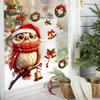 Reusable Christmas Decor Cute Owl Static Window Clings, Santa Hat Scarf Wreath Bell Snowflake Festive Holiday Home Decals, No-Adhesive Glass Stickers
