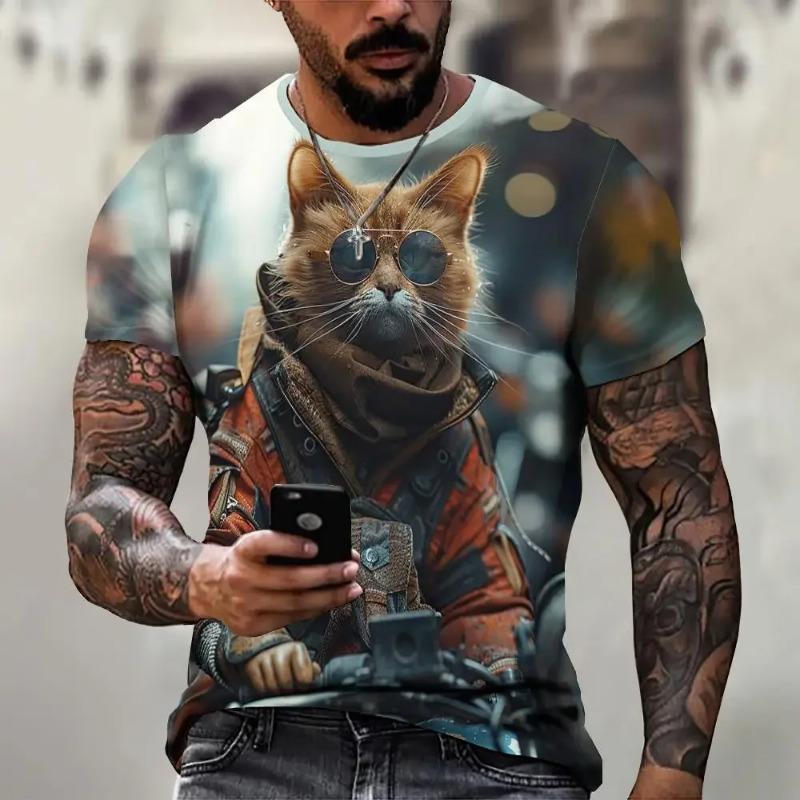Men's Cool Pattern T-shirt with Fun Animal 3D Printing