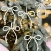 2/12Pcs Handmade Pearl-inspired Bow Christmas Tree Fringe Pendants; Perfect for Seasonal Festivities and Girls Room Aesthetics