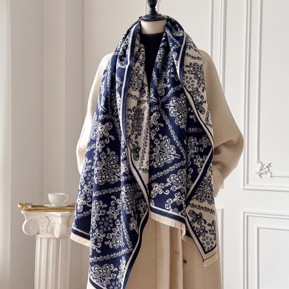 Light luxury imitation cashmere shawl women's clothing with large scarf party shawl air-conditioned room warm scarf blanket