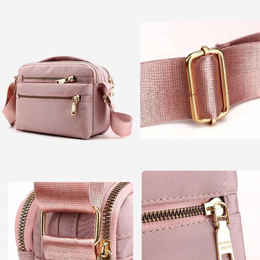 Women Waterproof Nylon Crossbody Shoulder Bags Casual Large Capacity Travel Clutch Bag Female Solid Color Multi-pocket Handbag