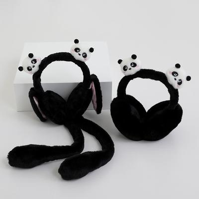 Nouveaux Cache-oreilles Panda en Peluche avec Oreilles Mobiles Doux Protection Contre le Froid Cache-oreilles Outil Chaleureux Garder au Chaud Coupe-vent Bonnet d'Oreilles Femmes