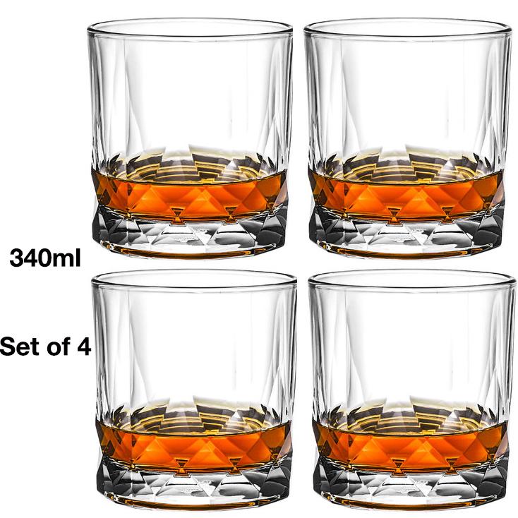 4PCS Fashion Whiskey Glasses, Scotch Whisky, Bourbon, Cocktails, RUM, Durable Whiskey Glasses