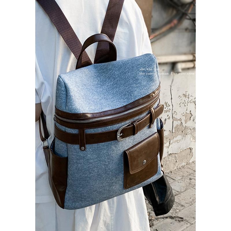 Casual Large-capacity Handbag Women's 2025 New Retro Denim Backpack Simple Student Schoolbag