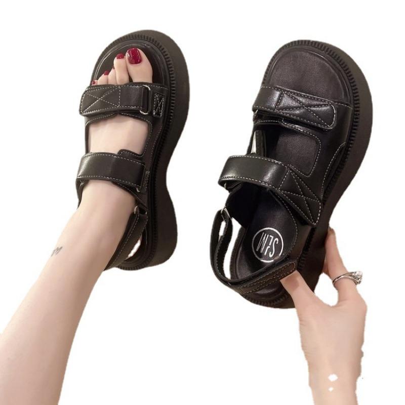 Platform beach shoes summer new muffin open-toed Velcro shoes wear casual platform sandals