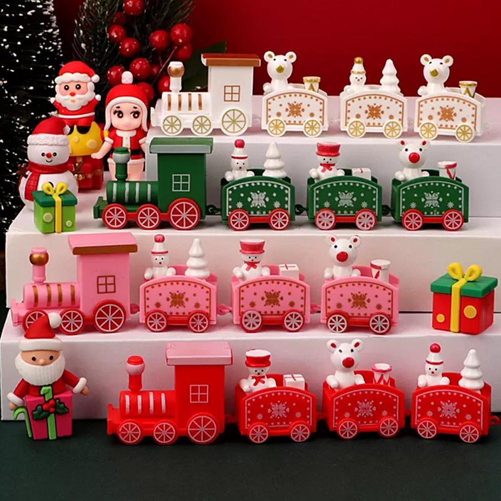 Mini Christmas Train Box Set Christmas Cake Decoration Ornaments Plastic Baking Decoration Children's Toys Happy New Year 2026