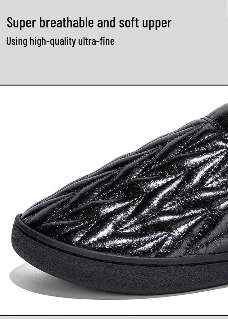 Ultra-Light Plus Size Warm Cotton & Microfiber Leather Slippers