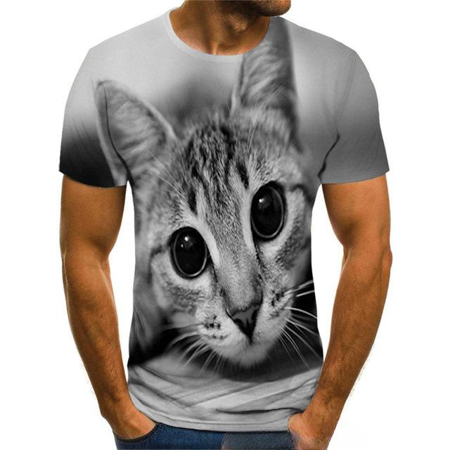 New Men's Short Sleeved T-shirt Cat Series 3D Printed Short Sleeved T-shirt