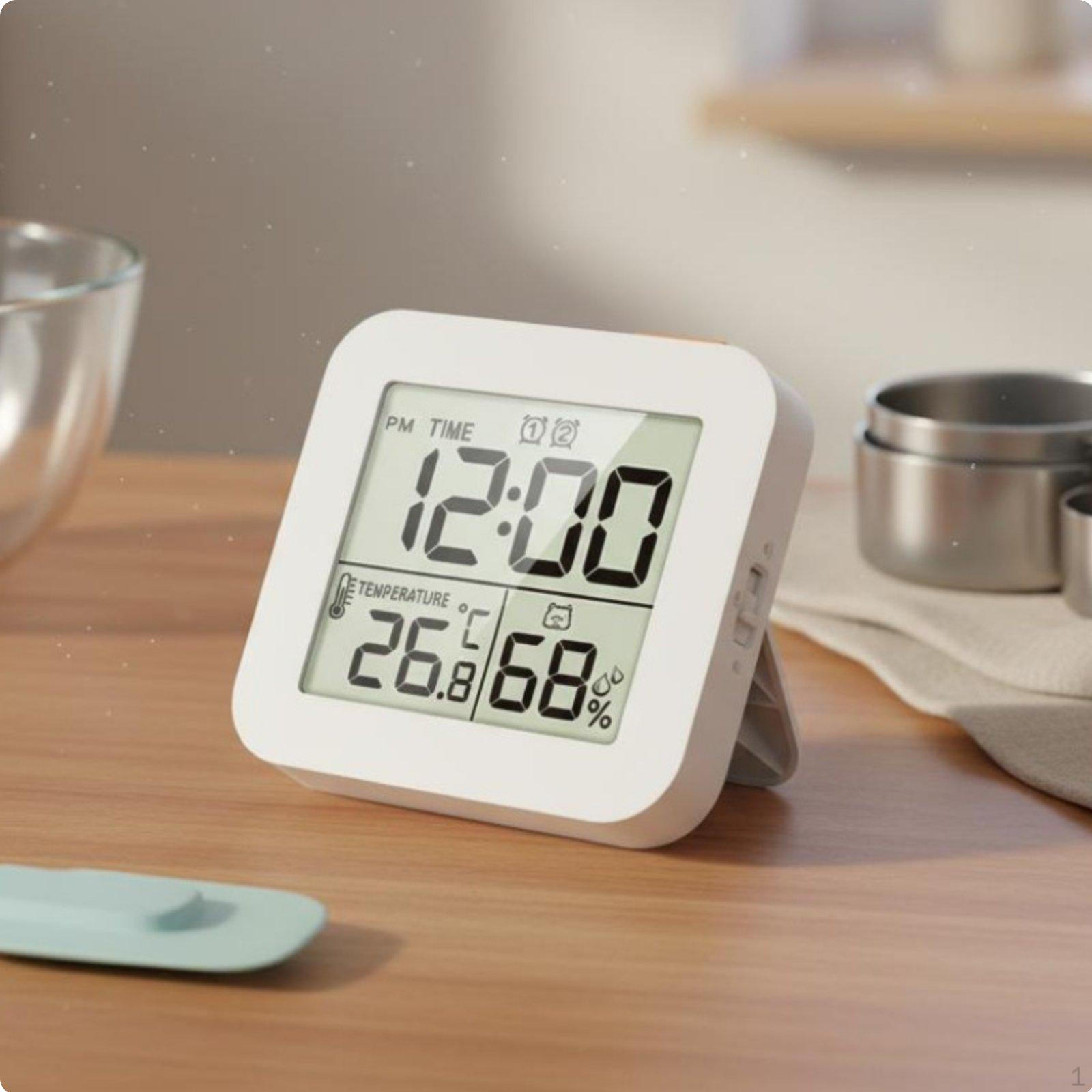 Temperature and Humidity Clock Indoor Digital Alarm with Large Display Timekeeping