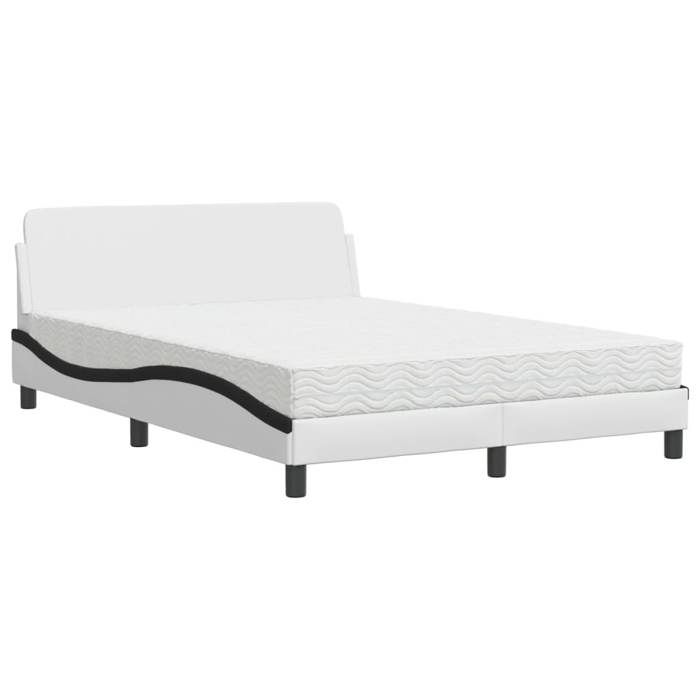 VidaXL Lit avec matelas blanc et noir 120x200 cm similicuir 3208383