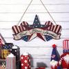 Patriotic Wooden Star Door Ornament - "God Bless America" Independence Day Decoration