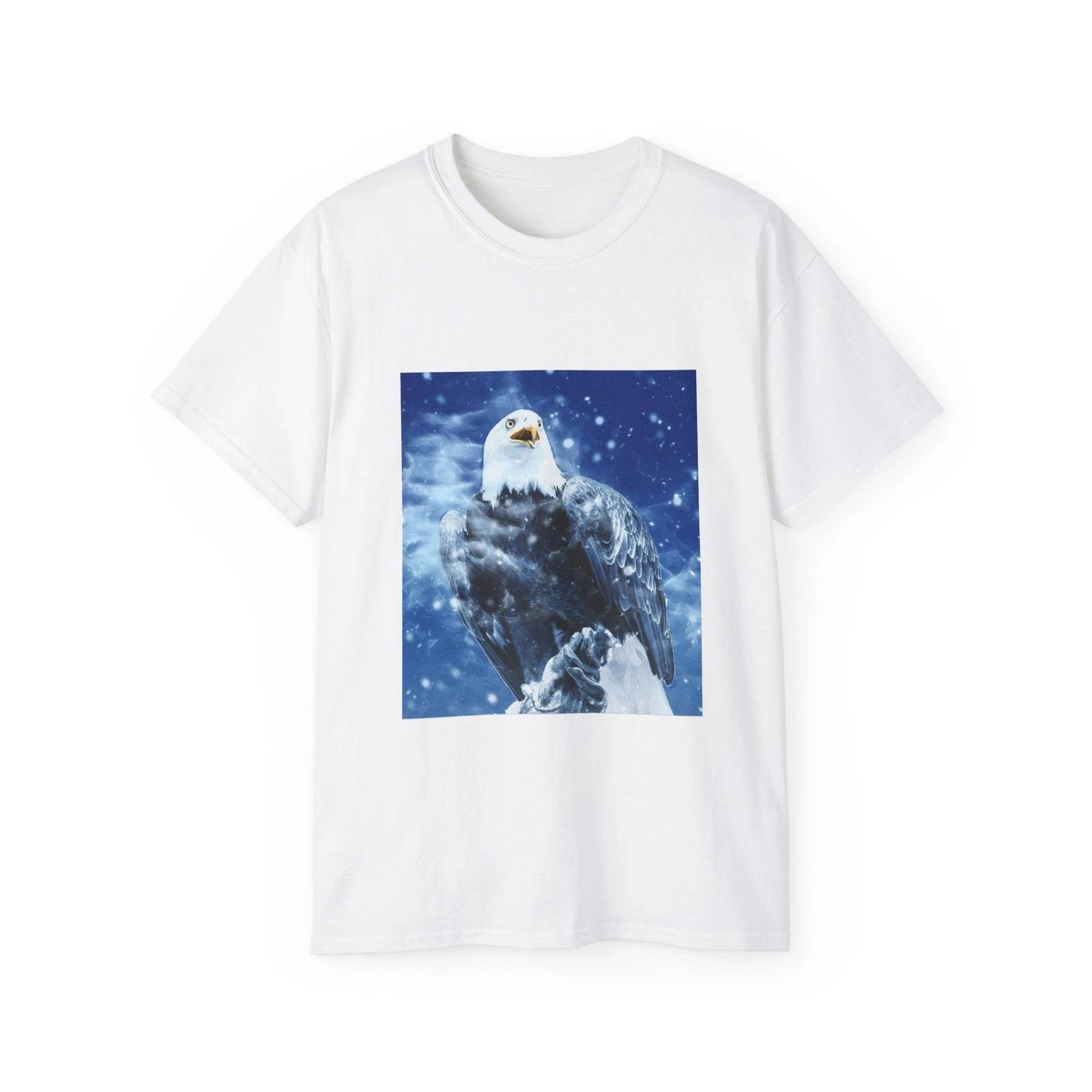 Bird Eagle Snow Vintage Winter Nature | Custom Graphic T-Shirt L