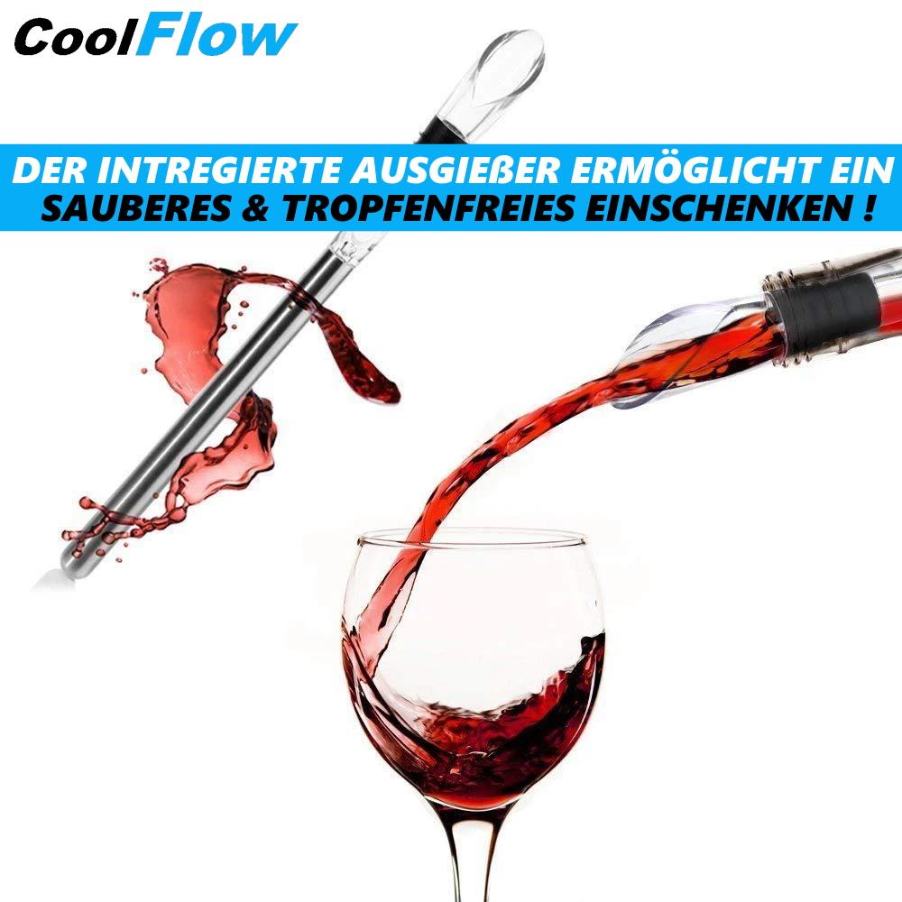 COOLFLOW Wine Chiller with Pourer Stainless Steel Decanter Bottle Cooler Wine Cooler