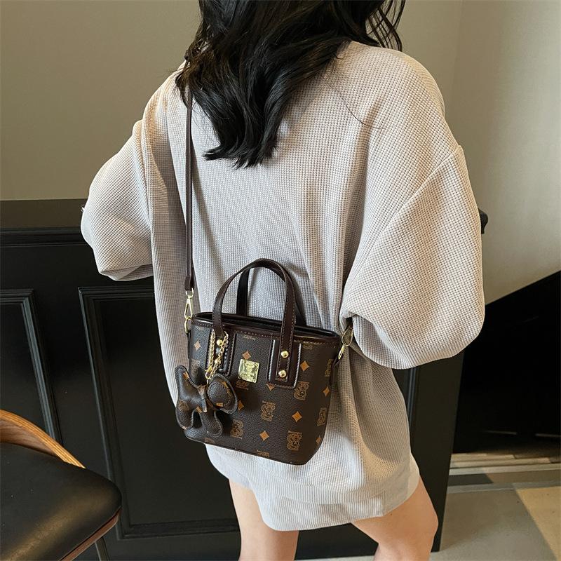 Printed Portable Vegetable Basket Bag Women'S Versatile Bucket Bag Foreign Style Shoulder Messenger Bag