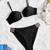 New webbing hard cup halter sexy bikini split swimsuit swimsuit