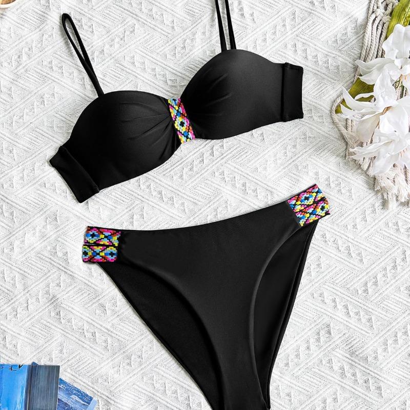 New webbing hard cup halter sexy bikini split swimsuit swimsuit