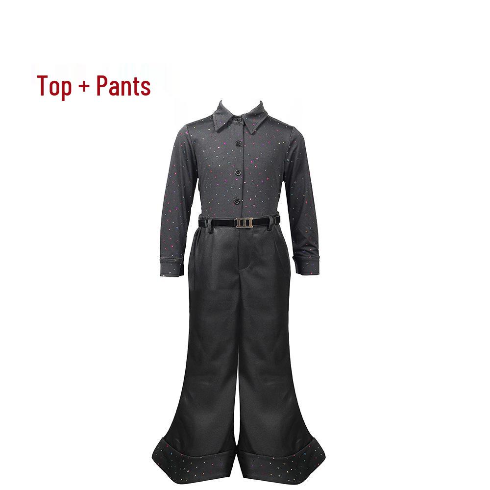 70s Disco Sequin Singer Costume Set - Retro Hippie Catwalk Performance