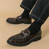 Trend Designer New  Thick Bottom Loafers New Men's Brown Patent Leather Shoes Designer Formal Wedding Dress Homecoming Footwear