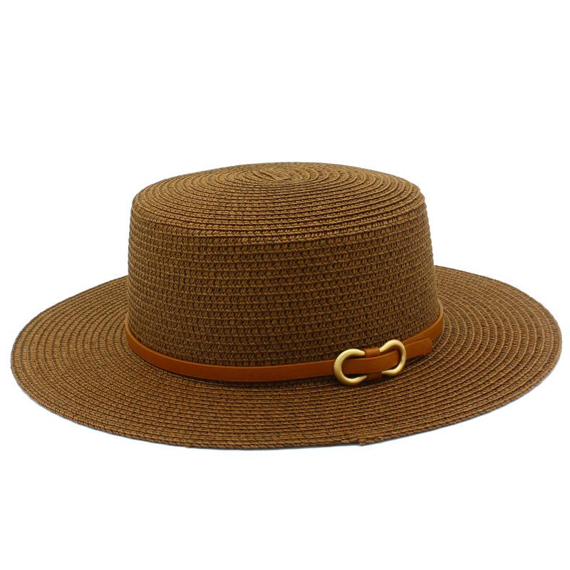 Hochwertiger Französischer Sommerhut Mode Flacher Oberteil Panama Strohhut Sonnen Strandhut Stand