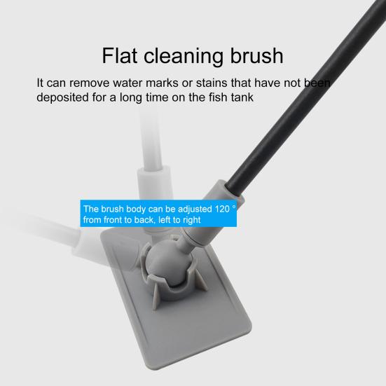 1 Set Fish Tank Brushes 120-Degree Adjustment Adjustable Length Strong Rod Body