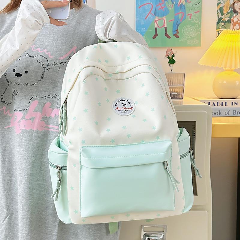 Japanese new schoolbag women's ins niche high-value casual simple contrast versatile large-capacity backpack
