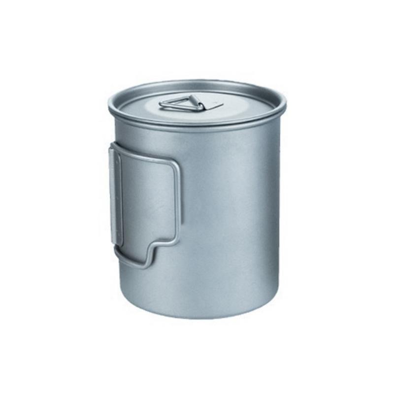 Light Weight Metal Coffee Mug For Outdoor Camping Travel Cup with Foldable Handle and Lid Camping Mug Enduring