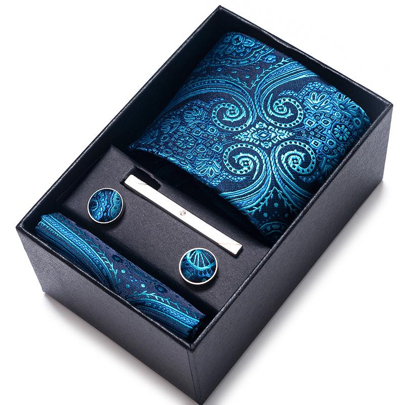 Cravatta Uomo Sposo Matrimonio Compleanno Regalo Per Ragazzi alla Moda Formale Casual Cravatta Asciugamano da Taschino Set Scatola Regalo