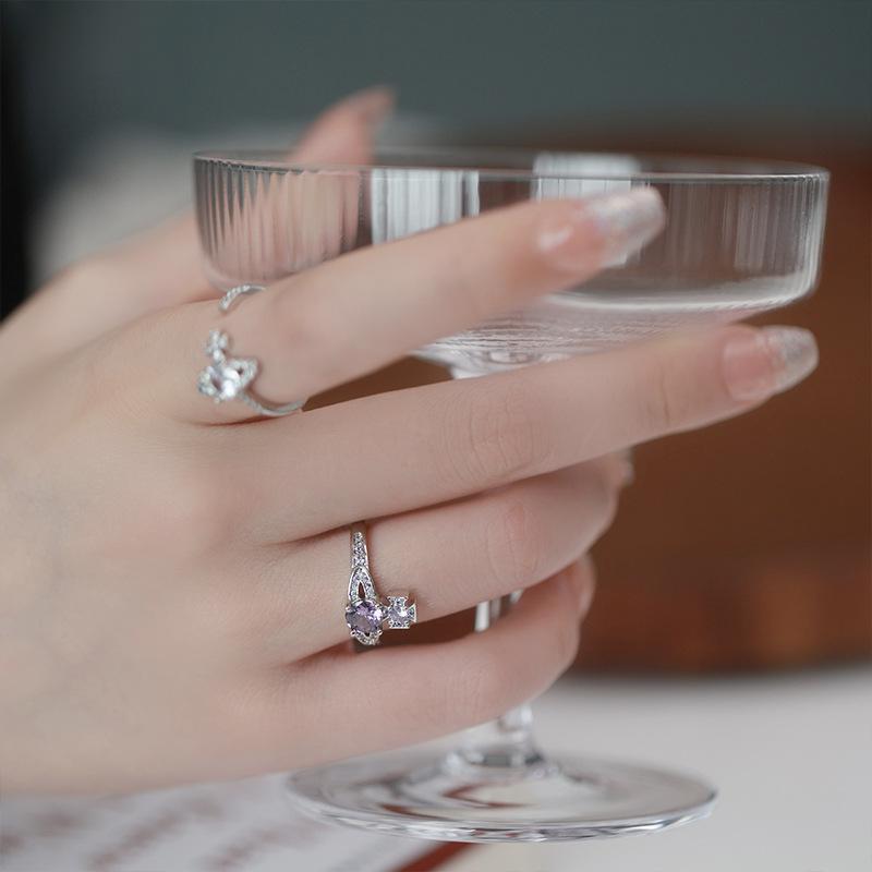 Planet Saturn Open Ring Female Full Diamond Zircon Niche Design A Cold Wind Index Finger Ring