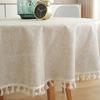 Nordic Minimalist Linen Tablecloth Round Cotton Cover With Tassels Dining Table Decor