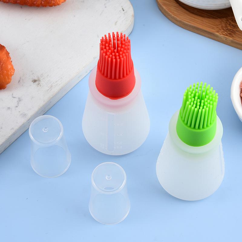 Silicone Oil Brush Bottle with Lid and Scale for High-Temperature BBQ and Outdoor Cooking
