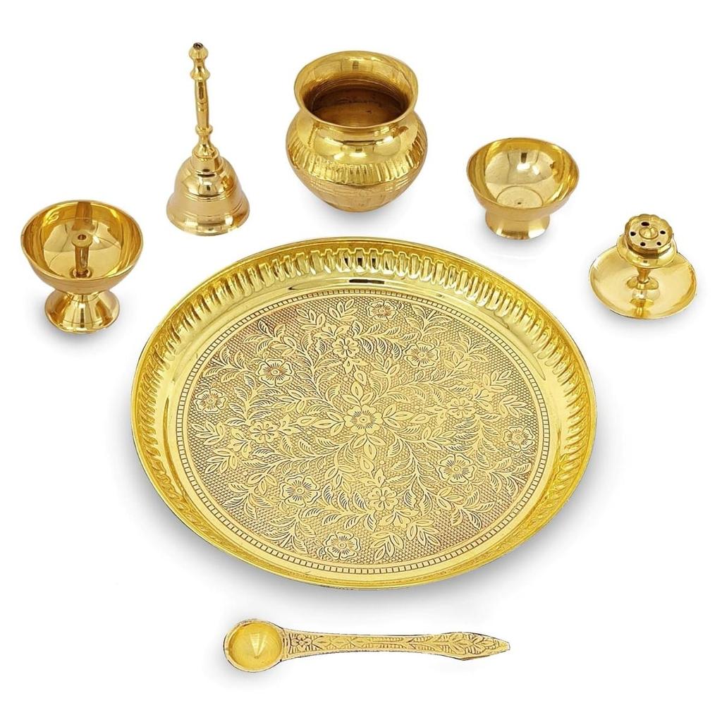 Brass Pooja Thali Set 20.32CM