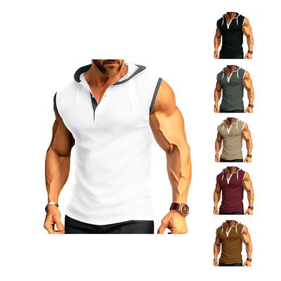 Gilet d'été à capuche sans manches pour hommes de style européen et américain, débardeur décontracté à la mode