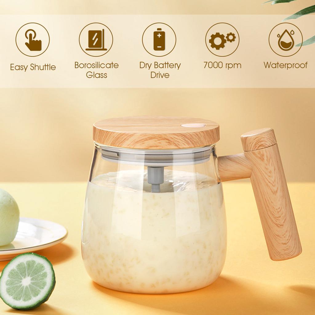 400ML Self Stirring Mug 7000rpm High Speed Electric Glass Self Mixing Mug with Handle Portable Waterproof Automatic Coffee Mug