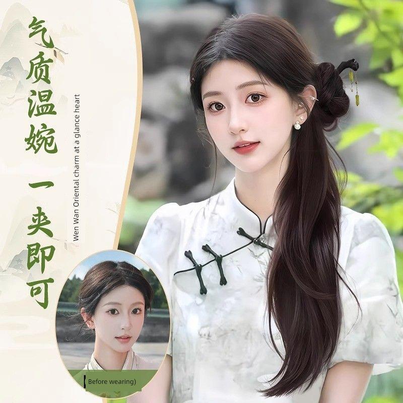 Chinese Style Artificial Hair Ponytail Light National Style Hairpin Integrated Grip Antique Hair Accessories Han Chinese Clothing Cheongsam Ponytail