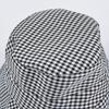 Modischer karierter Bucket Hat mit breiter Krempe für Damen Faltbarer Sonnenschutz für Damen Baumwolle Outdoor-Schutzhut für den Strand