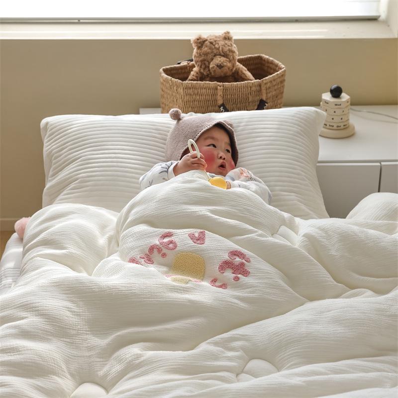 Class A Cotton Double-Layer Quilted Blanket for All Seasons - Lightweight Baby Quilt for Summer, Cozy for Spring/Autumn, Warm Winter Comforter