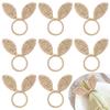 8 Pcs Easter Bunny Napkin Rings Set Burlap Jute Brown Rabbit Ear Napkin Holder Handmade Cute Rabbit Ear Nap-Kin Rings Bulk For W