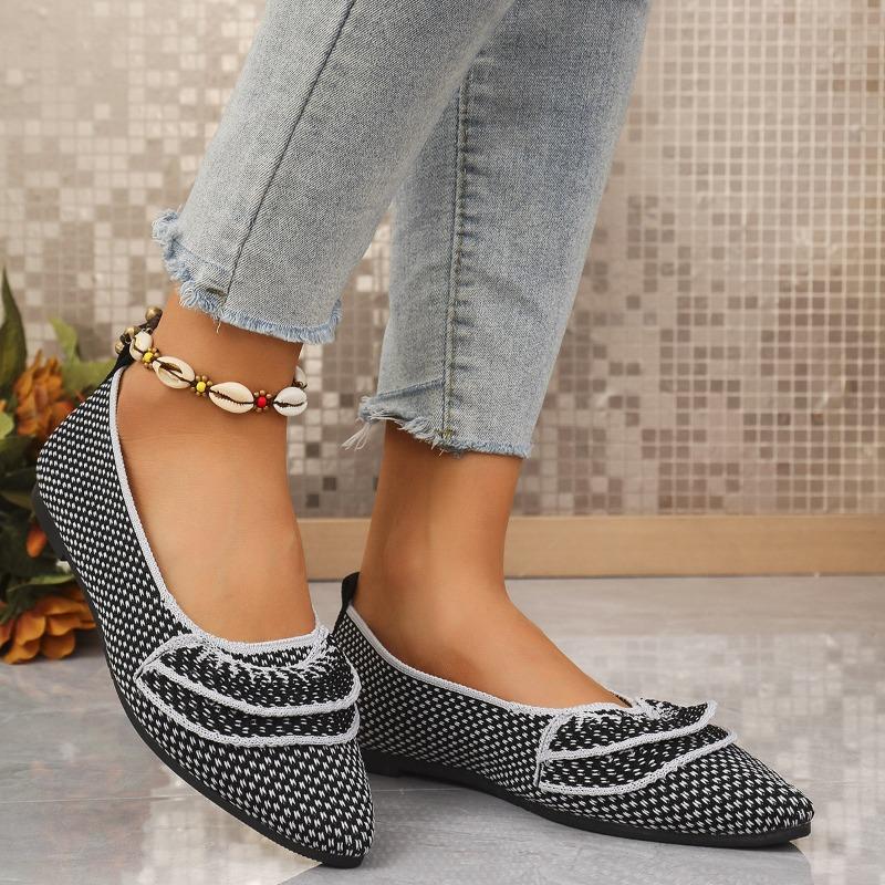 N Nü Spring/Summer New Pointed Toe Flat Single Shoes Large Size Fashion Flying Weaving One Step Casual Women's Shoes