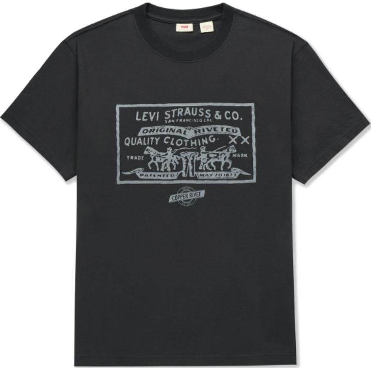 Levi's Men's Gray Comfortable Loose Fit Crew Neck Pullover Short Sleeve T-Shirt Tops Charcoal- 001Al-0000 Cm
