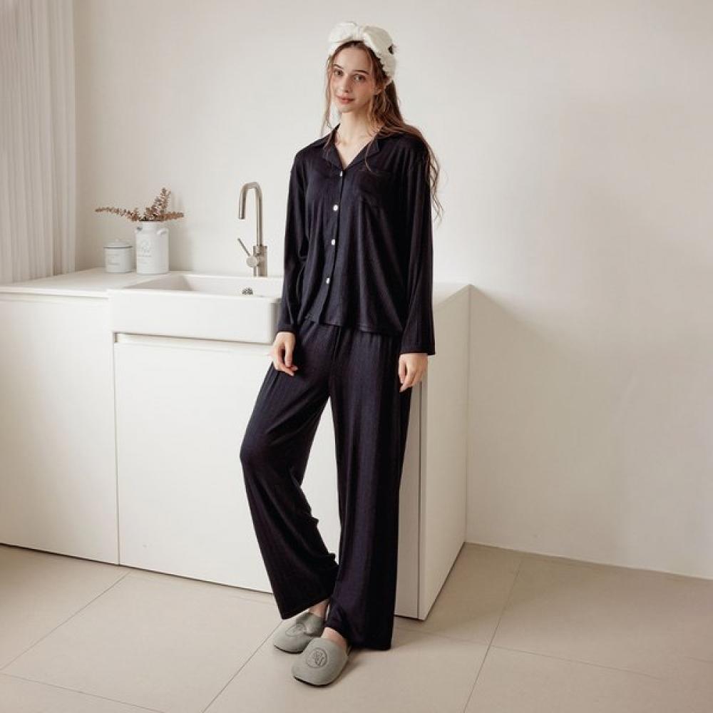 Lunaluz Women S Long Sleeve Collar Two Piece pajamaS Amanda 2c navy/free
