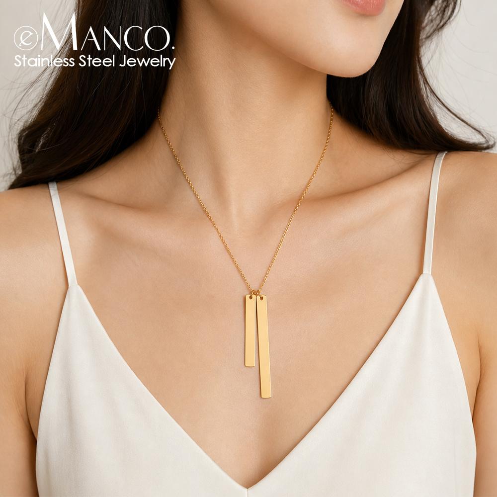 EMANCO Stainless Steel Gold Plated New Fashion Necklace Pendants Short Long Women Colar Jewelry 48-Hour Shipping