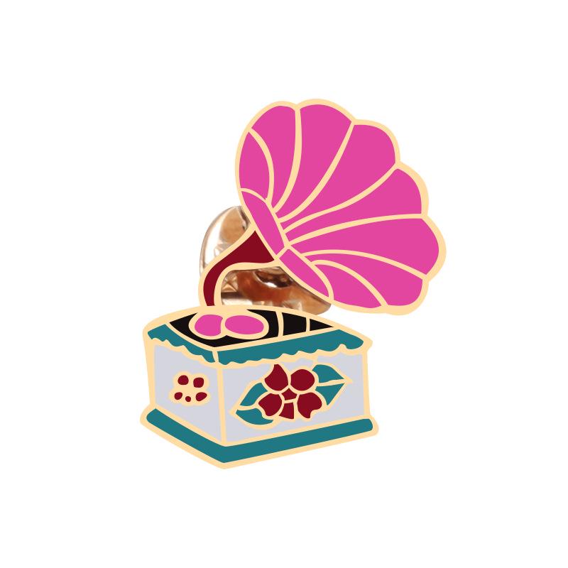 Harajuku Style Cartoon Phonograph Brooch Set – Unisex Clothing Accessories Badge