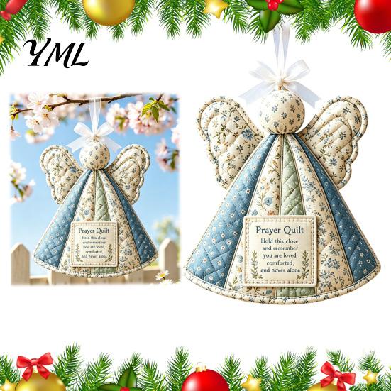 Inspirational Prayer Patch Quilt Angel Ornament, Filled Love Faith Christmas Decoration, Religious Keepsake for Friends Handmade Quilted Xmas